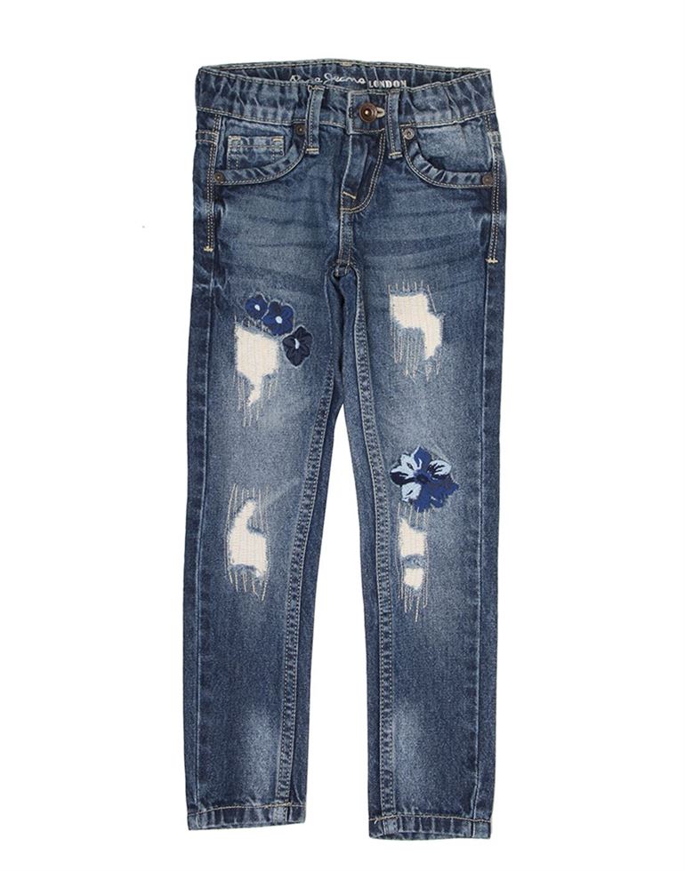 Pepe Jeans Girls Embroidered Blue Jeans